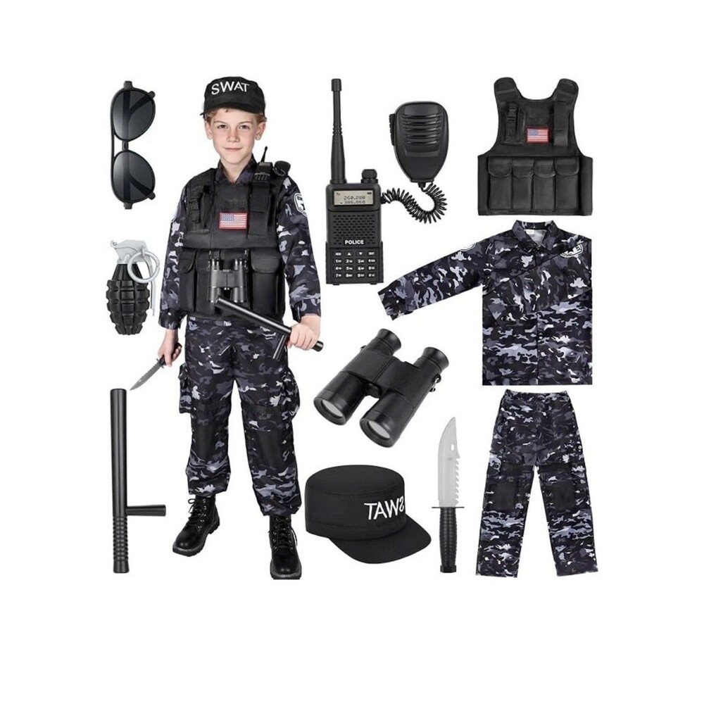 Luucio SWAT Police Officer Costume for Kids w Accessories XL Halloween Costume